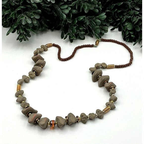 Beaded Resin Necklace With Gold-Tone Accents & Clasp Closure - Picture 1 of 4